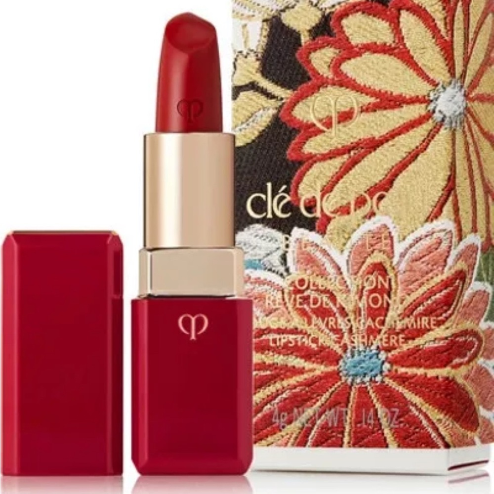 Vibrant Red Satin Lipstick in Elegant Packaging